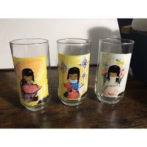 Ted De Grazia Vintage Set Of 3 Drinking Glasses Southwest Native 16 Oz